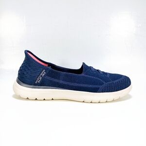 Skechers Slip Ins On The Go Flex Top Notch Womens 6.5 Navy Blue Slip On Shoes